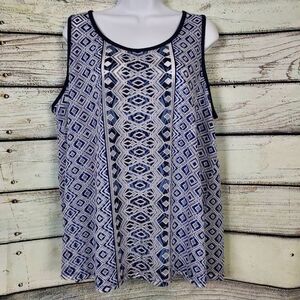 Cato Blue Geometric Print Sleeveless Tank Top Women’s XL